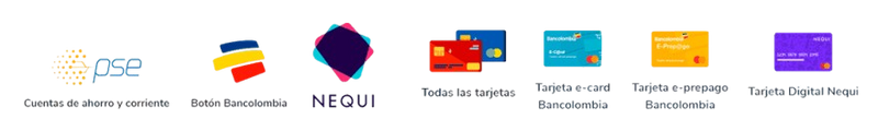Métodos de pago disponibles