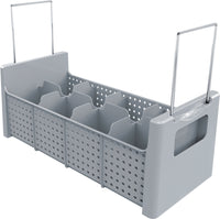 CANASTA P/ CUBIERTOS C/ 8 COMPARTIMENTOS Y ASA - GRIS