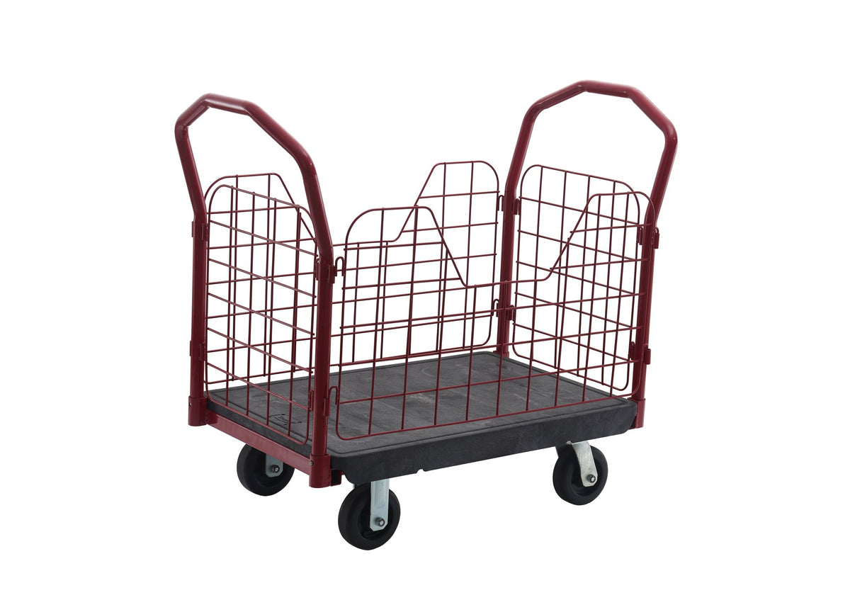 CARRO CON PLATAFORMA Y MALLA DE PROTECCION - NEGRO