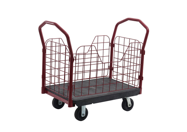 CARRO CON PLATAFORMA Y MALLA DE PROTECCION - NEGRO